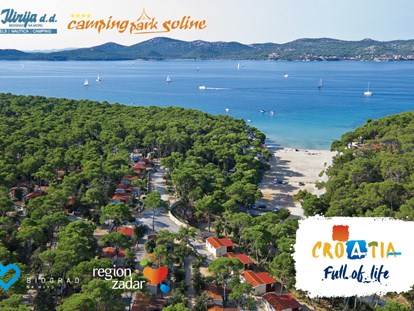 Luxuscamping - Dusche - Zadar - Šibenik - Camping Park Soline Mobilheim Shelbox Tavolara auf Camping Park Soline