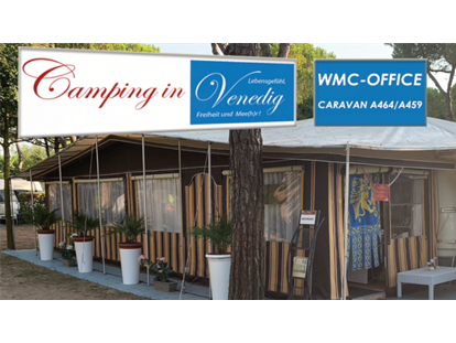 Luxuscamping - Kochmöglichkeit - WMC-BUSCHMANN OFFICE - camping-in-venedig.de -WMC BUSCHMANN wohnen-mieten-campen at Union Lido Deluxe Caravan mit Einzelbett / Dusche