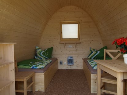 Luxuscamping - Art der Unterkunft: Hütte/POD - Vogtland - Innenansicht ECLU S (2 Einzelbetten) - Campingplatz Gunzenberg ECLU - Größe S auf Campingplatz Gunzenberg