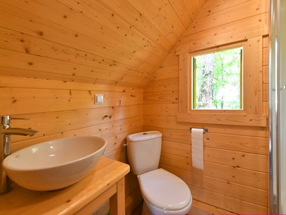 Luxuscamping - Kühlschrank - Bayern - Bad mit WC und Dusche im Family-Troll - Waldcamping Brombach Family Troll am Waldcamping Brombach