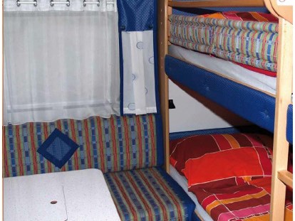 Luxury camping - Gerade für Kinder ein besonderes Erlebnis- das schlafen in Etagenbetten. - Naturcamping Malchow Wohnwagen auf Naturcamping Malchow