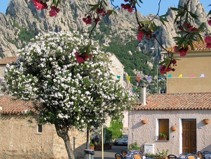 Luxuscamping - Sonnenliegen - das charmante Dorf San Pantaleo, 4km entfernt - Königszelt in Sardinien Königszelt in Sardinien