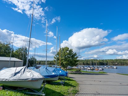 Luxuscamping - Kochutensilien - Bootsliegeplätze - Hafencamp Senftenberger See Baumhaus im Hafencamp Senftenberger See