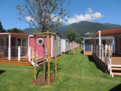 Luxuscamping - Terrasse - Lago Maggiore - Campofelice Camping Village Bungalow AZALEA 4 auf Campofelice Camping Village