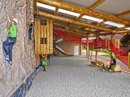 Luxuscamping - Art der Unterkunft: Hütte/POD - Bas Rhin - Kletterscheune mit Kletterwand hinter den Naturstammhäusern - Schwarzwälder Hof Naturstammhaus auf Schwarzwälder Hof