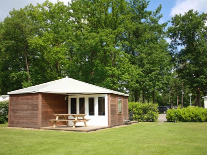 Luxuscamping - Terrasse - Nord Overijssel - Camping De Kleine Wolf Woodys auf Camping De Kleine Wolf