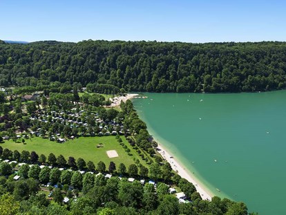 Luxuscamping - getrennte Schlafbereiche - Region Jura - Domaine de Chalain Mobilheime Loggia und Residence auf Domaine de Chalain